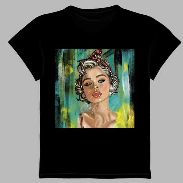 a black t-shirt with a print of the awakened woman